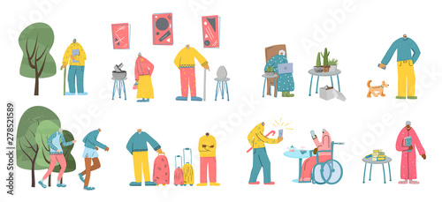 Group of old people isolated. Vector illustration.
