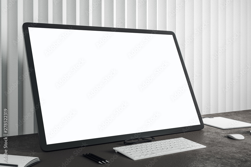 Fototapeta premium Designer desktop with white computer