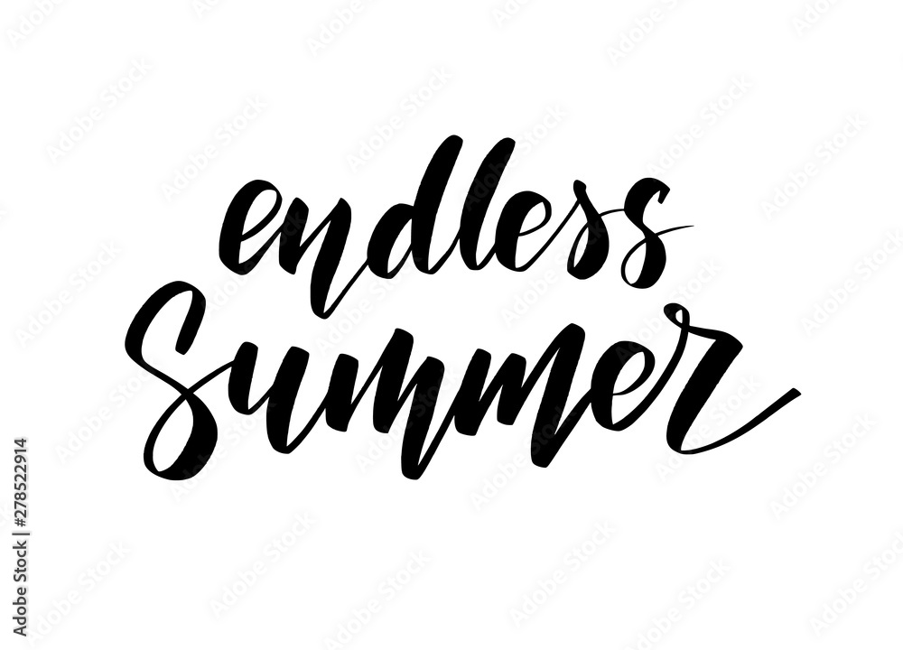 Obraz premium Vector black and white hand drawn inscription Endless Summer.
