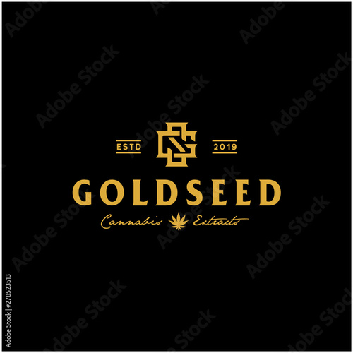 Classic Initial Letter GS SG Marijuana Cannabis Weed Leaf for Luxury Vintage Golden CBD logo design