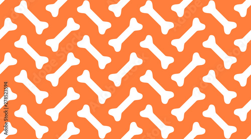 Dog bones vector seamless pattern with flat icons. Orange white color pet food texture. Background for veterinary clinic