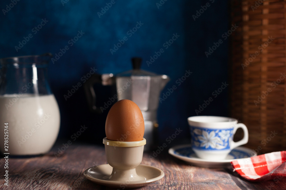 eggs, coffee and milk eggs, coffee and milk