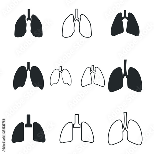 Lungs icons set. Vector illustration. Organ icons set. Lung icon