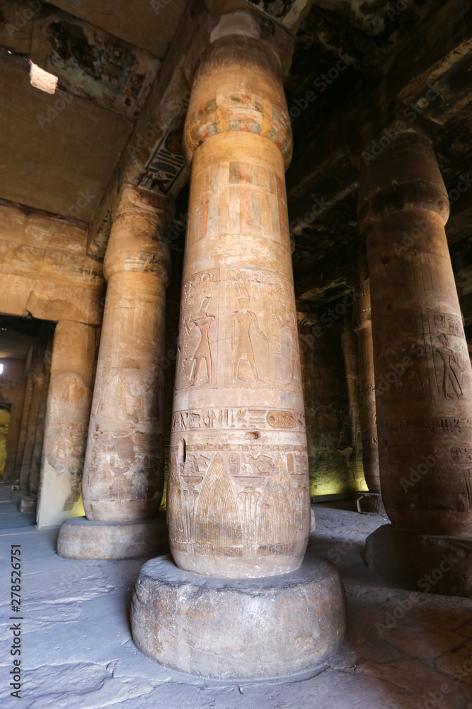 Columns in Abydos Temple, Madfuna, Egypt Columns in Abydos Temple, Madfuna, Egypt