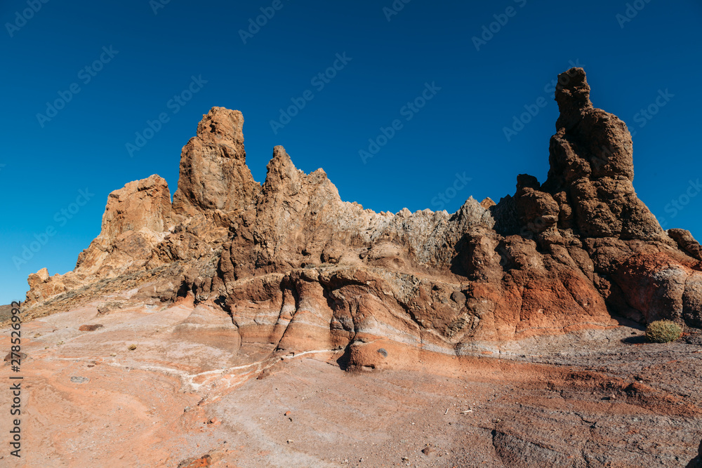 Fototapeta premium Volcanic rock Cinchado or Finger of God in Teide National Park on the edge of Las Caniadas on the island of Tenerife in the Canary Islands