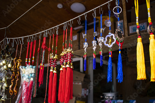 colored talismans on the national Buryat market