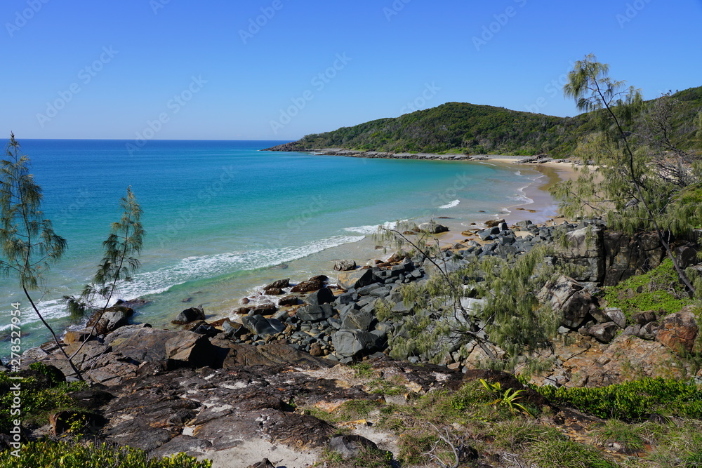 View of the coast in Noosa National Park Headland section in Noosa, Sunshine Coast, Queensland, Australia. View of the coast in Noosa National Park Headland section in Noosa, Sunshine Coast, Queensland, Australia.
