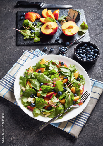 salad with fresh chard leaves, top view photo