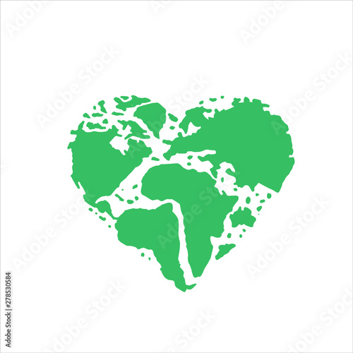 Heart earth Logo Design Vector Illustration
