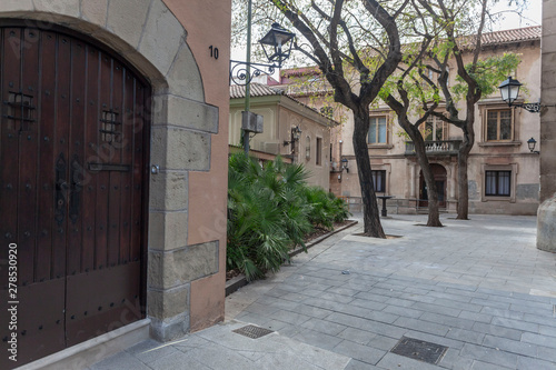 Photography Little square in historic center of quarter of Sarria, Barcelona, Catalonia, Spain