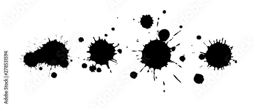 Black spots of paint on a white background. Vector illustration.