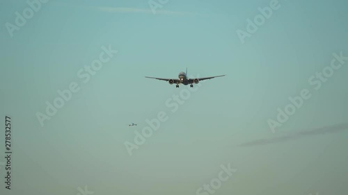 Airplanes on approach at the airport