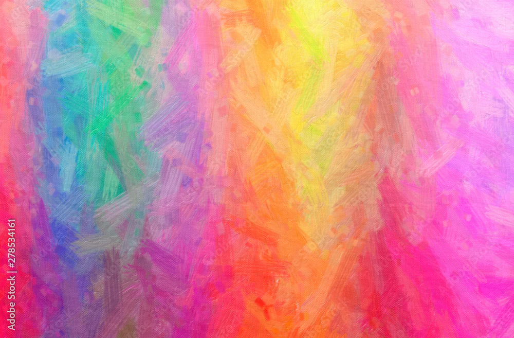 Abstract illustration of blue, green, pink, purple, red, yellow Bristle Brush Oil Paint background