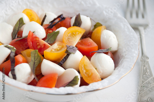 Caprice Salad in a white plate