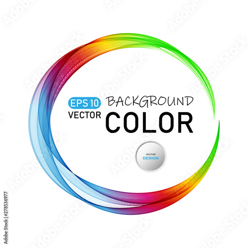 Bright colored circle, abstract round frame drawn with colored lines, space for text.