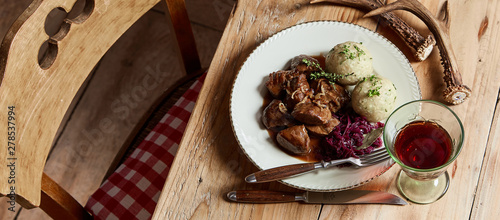 Panorama banner with speciality venison goulash