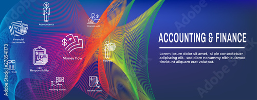 Accountant or Accounting Icon Set & Web Header Banner