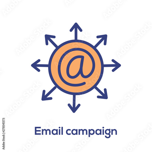 Email marketing campaigns icon with  envelope sent to multiple recipients