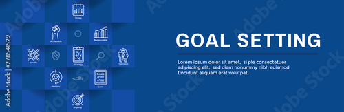 Smart Goals or Goal Setting Icon Set and Web Header Banner