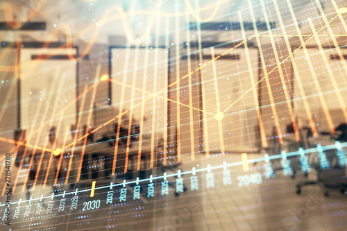 Wallpaper Mural Stock market chart with trading desk bank office interior on background. Double exposure. Concept of financial analysis Torontodigital.ca