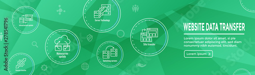Website Data Transfer Icon Set and Web Header Banner