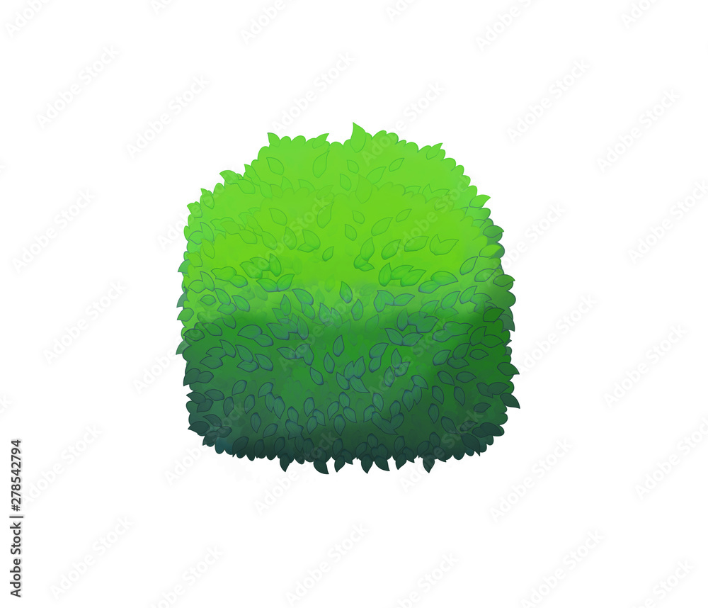 Cartoon nature element bush on white background illustration for children Cartoon nature element bush on white background illustration for children