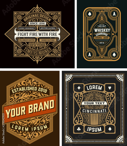 Set of 4 vintage labels for packing