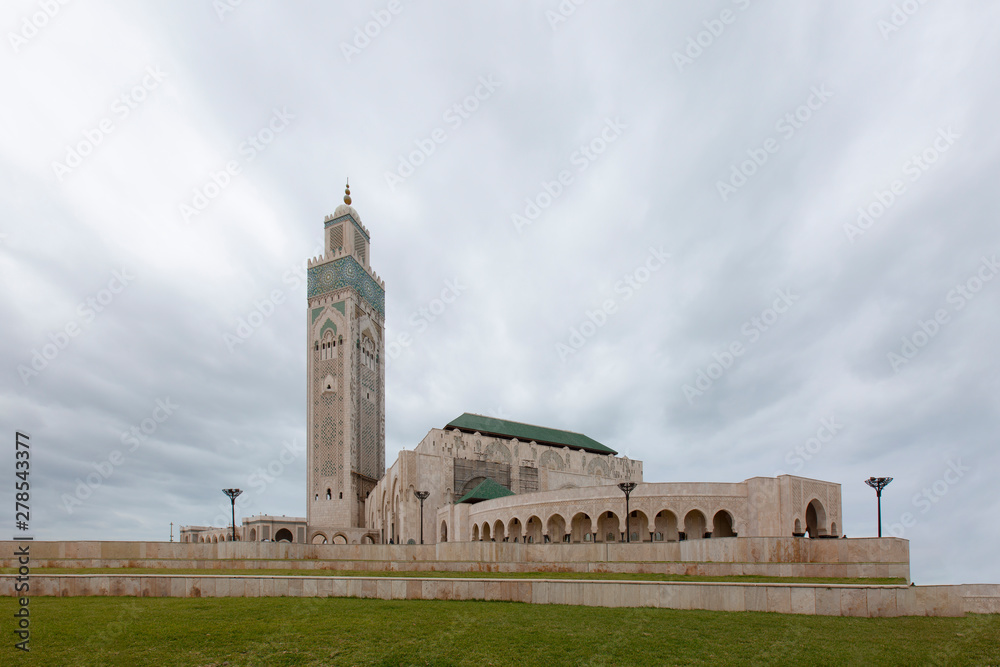 The Hassan II Mosque is a mosque in Casablanca, Morocco. It is the largest mosque in Africa, and the 5th largest in the world. Its minaret is the world's tallest minaret at 210 metres.