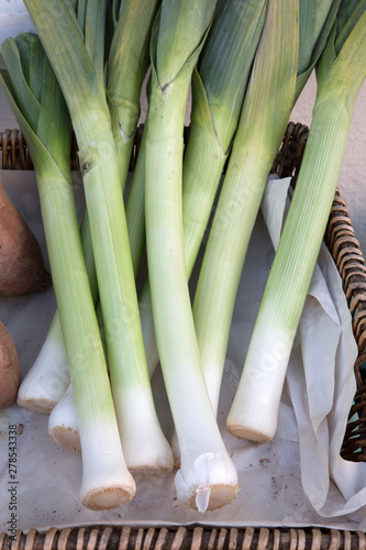 Leek for Sale on Market Stall