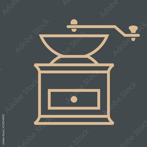 Coffee grinder isolated on dark background. Vector illustration
