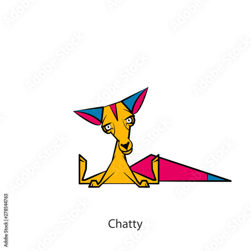 Cartoon character of an animal - a mammal. Funny cute fox sits bowed and smiles. Sly cheat grimaces. Conceptual. Chatterbox Says a lot. - Vector