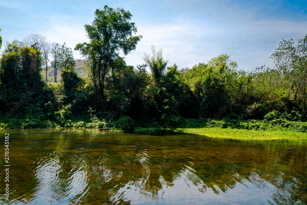 Beautiful summer landscape with forest mountain and lake. Outdoor travel on wild nature. Relax zone with fresh air and water. Beautiful summer landscape with forest mountain and lake. Outdoor travel on wild nature. Relax zone with fresh air and water.