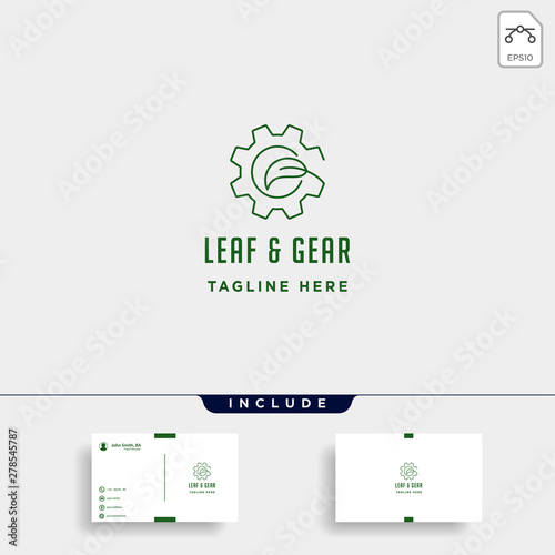 nature gear logo vector farm industry line icon symbol sign isolated