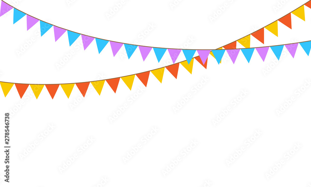 Fototapeta premium Colored flags on rope decorations icons