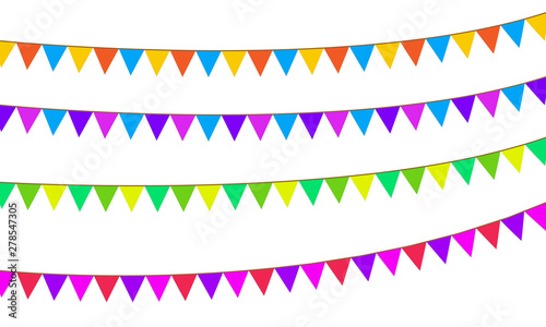 Colored flags on rope decorations icons