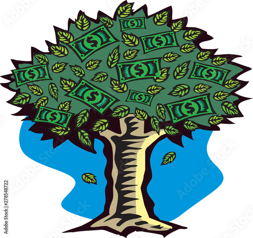 money tree isolated on White background. Vector illustration
