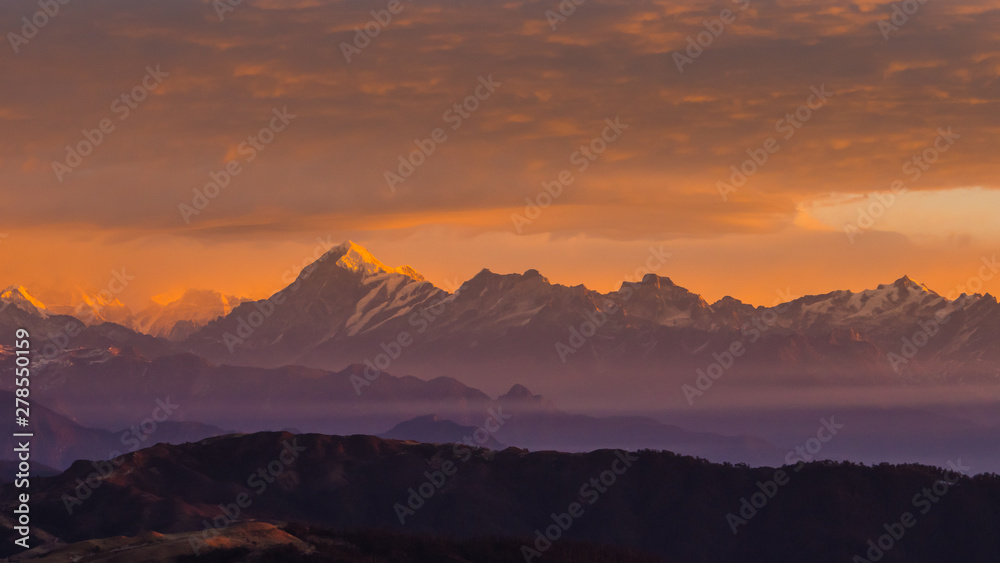 Himalayan Mountain range Sunrise time