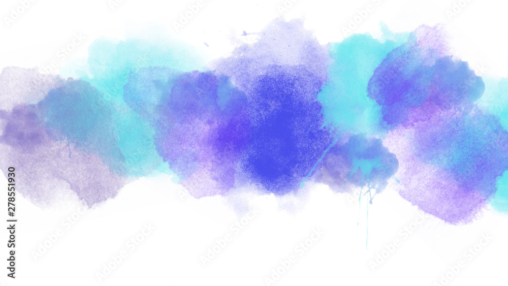 Beautiful gentle abstraction in blue watercolor on white paper
