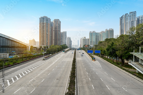 empty highway with cityscape and skyline of shenzhen,China © onlyyouqj