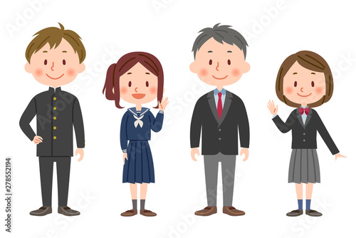 制服の学生　男女