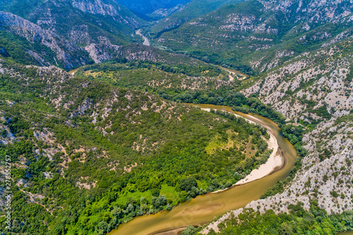 aerial view of the river Nestos in Xanthi, Greece. © ververidis