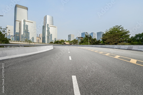 empty highway with cityscape and skyline of shenzhen,China