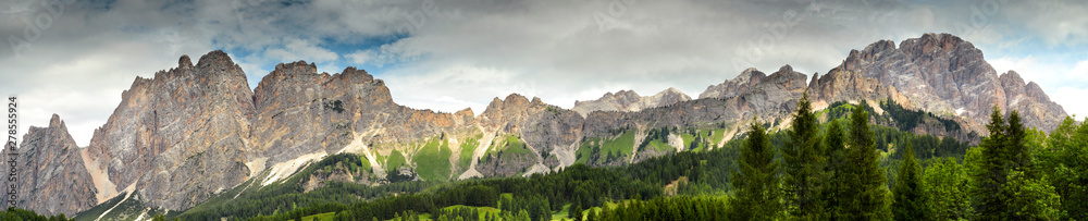 The Dolomitic massif of Cristallo in the Sexten Dolomites near Cortina d'Ampezzo (Belluno), Italy.