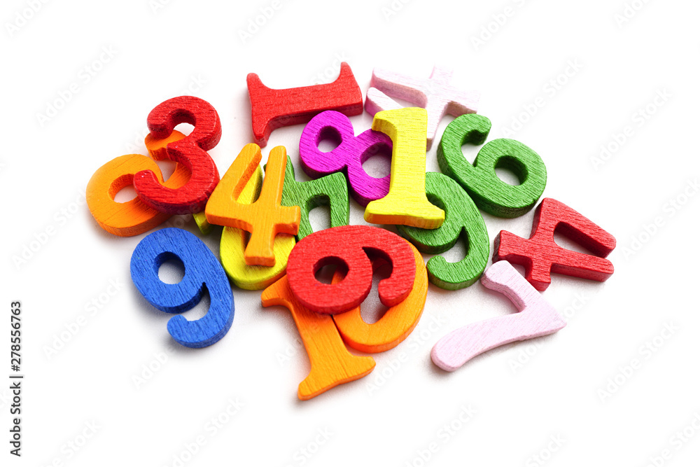 Math Number colorful on white background : Education study mathematics learning teach concept.