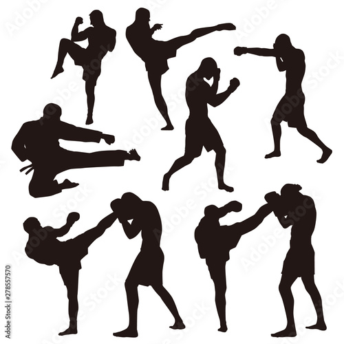 Martial Arts Fighter Silhouettes