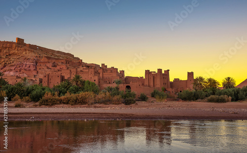 Sunset above ancient city of Ait Benhaddou in Morocco