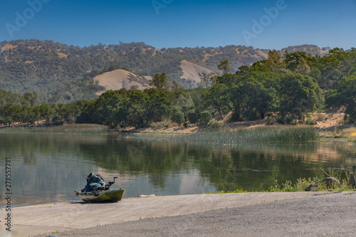 Lake Hennessey in St. Helena Ca. on a beautiful morning kayaking on a flat water photo