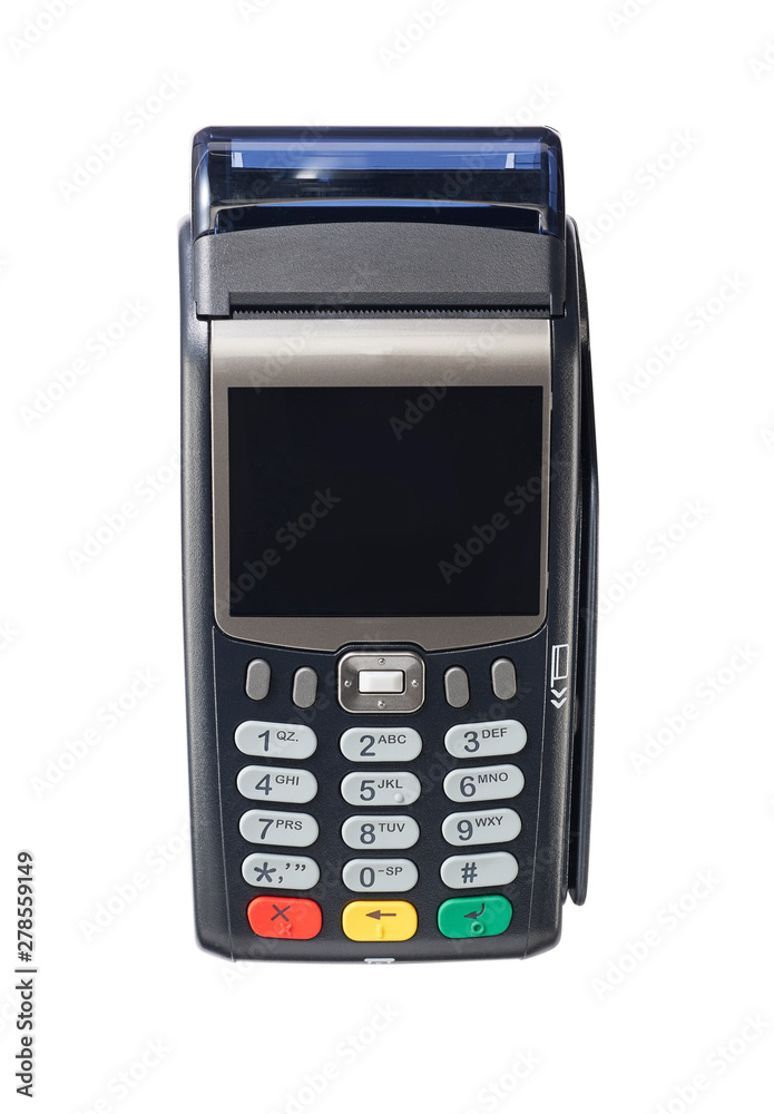 Credit card reader from top view isolated on white background with clipping path Credit card reader from top view isolated on white background with clipping path