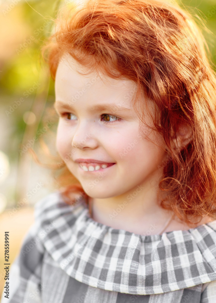 portrait of little girl outdoors in summer portrait of little girl outdoors in summer