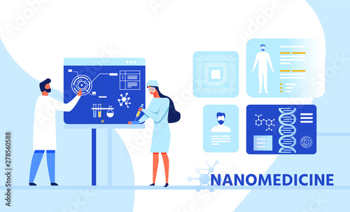Nanomedicine Infographic Research Cartoon Banner